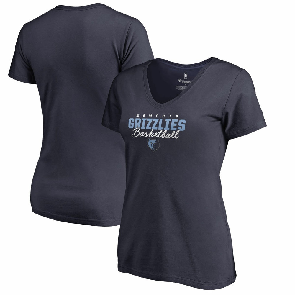 Memphis Grizzlies Women's Script Assist V-Neck T-Shirt Navy outlet