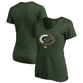 Green Bay Packers Women's X-Ray Slim Fit V-Neck T-Shirt - Green T-shirts