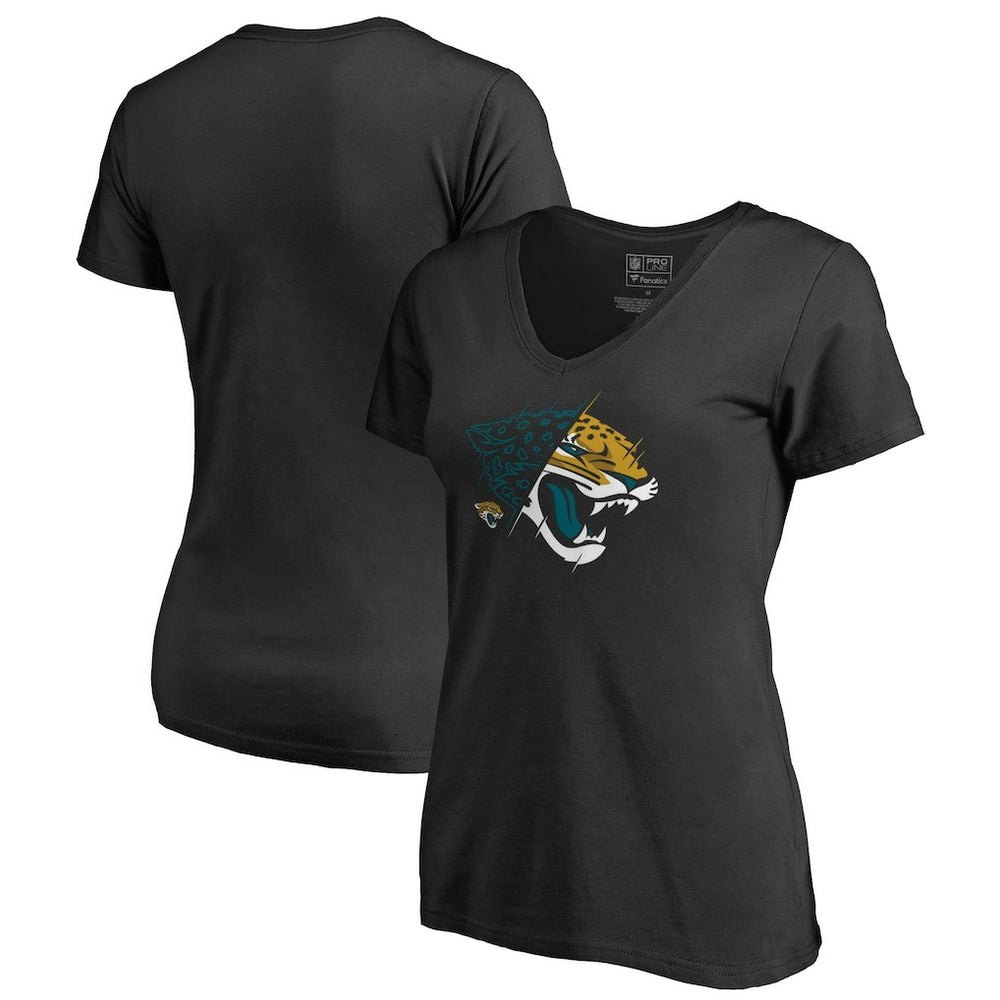 Jacksonville Jaguars Women's X-Ray Slim Fit V-Neck T-Shirt - Black T-shirts
