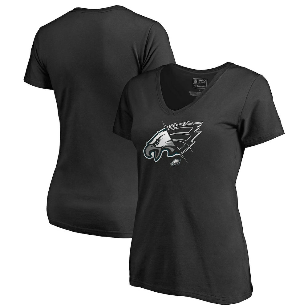 Philadelphia Eagles Women's X-Ray Slim Fit V-Neck T-Shirt - Black T-shirts