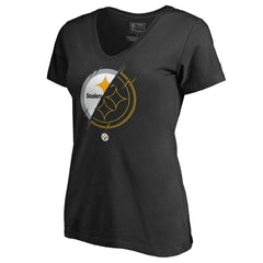 Pittsburgh Steelers Women's X-Ray Slim Fit V-Neck T-Shirt - Black T-shirts