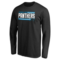 Carolina Panthers Iconic Collection On Side Stripe Long Sleeve T-Shirt - Black T-shirts