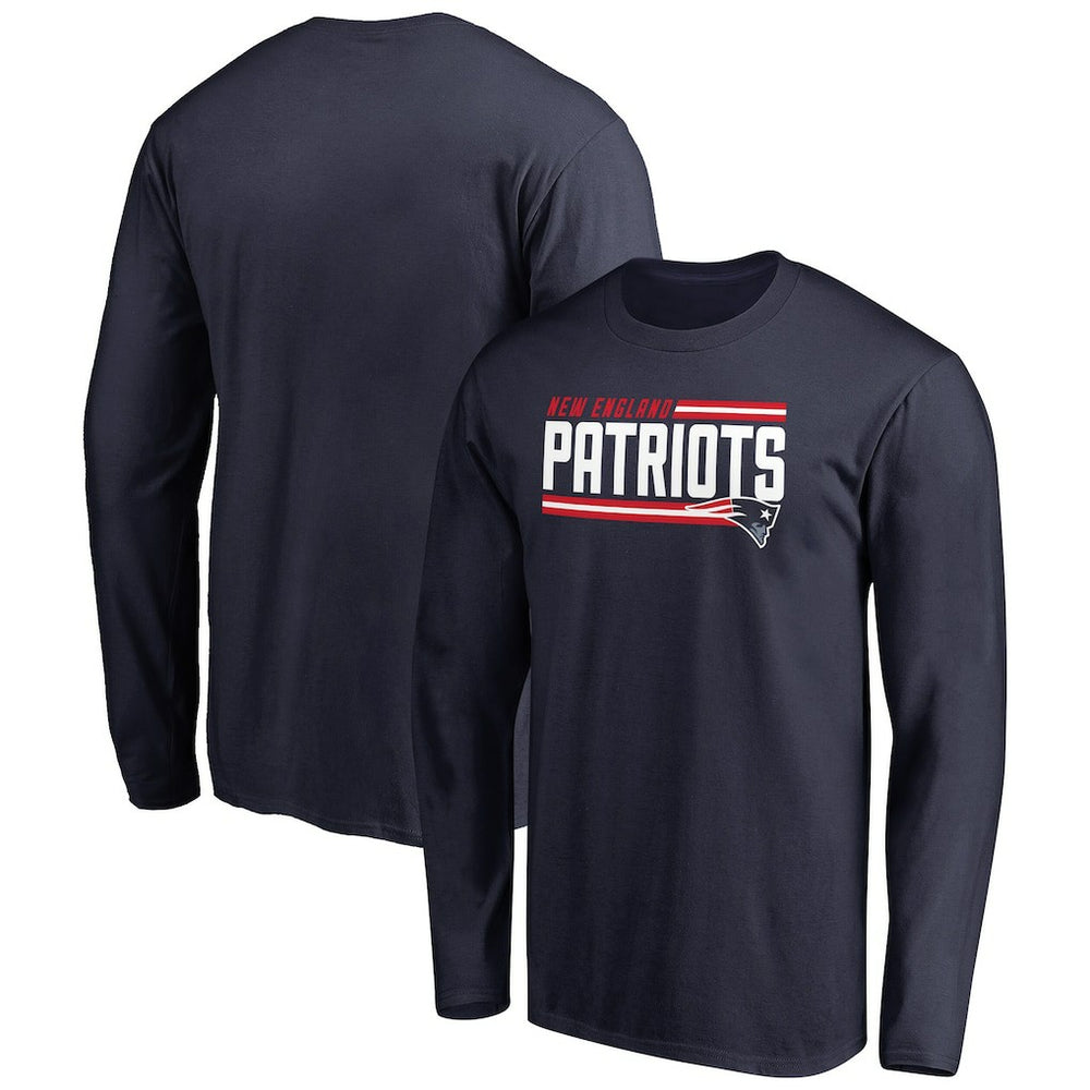 New England Patriots Iconic Collection On Side Stripe Long Sleeve T-Shirt - Navy T-shirts