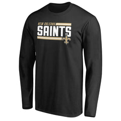 New Orleans Saints Iconic Collection On Side Stripe Long Sleeve T-Shirt - Black T-shirts