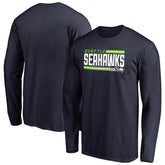 Seattle Seahawks Iconic Collection On Side Stripe Long Sleeve T-Shirt - College Navy T-shirts