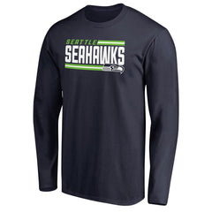 Seattle Seahawks Iconic Collection On Side Stripe Long Sleeve T-Shirt - College Navy T-shirts