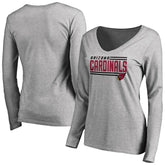 Arizona Cardinals Women's Iconic Collection On Side Stripe Long Sleeve V-Neck T-Shirt - Ash T-shirts