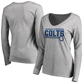 Indianapolis Colts Women's Iconic Collection On Side Stripe Long Sleeve V-Neck T-Shirt - Ash T-shirts