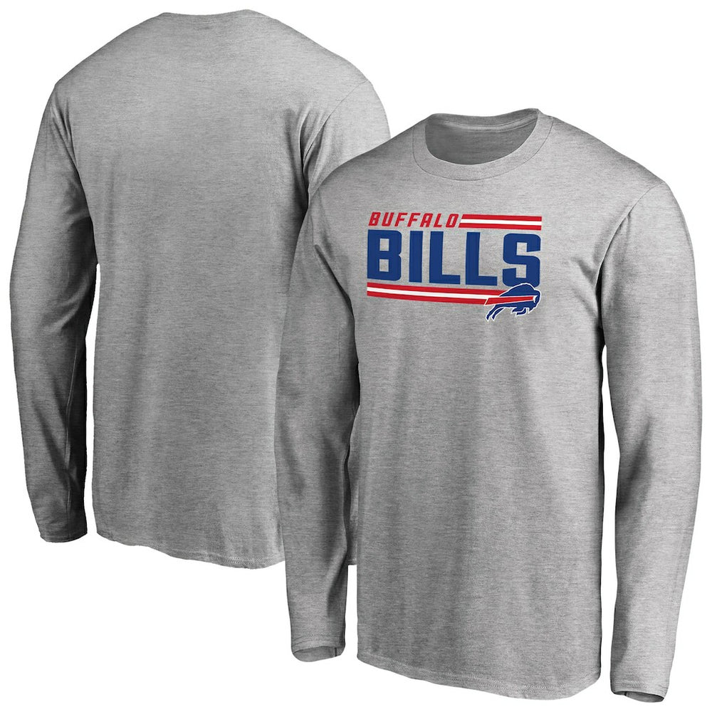 Buffalo Bills Iconic Collection On Side Stripe Long Sleeve T-Shirt - Ash T-shirts