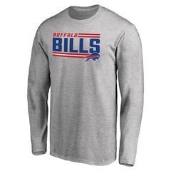 Buffalo Bills Iconic Collection On Side Stripe Long Sleeve T-Shirt - Ash T-shirts