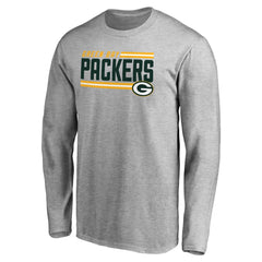 Green Bay Packers Iconic Collection On Side Stripe Long Sleeve T-Shirt - Ash T-shirts