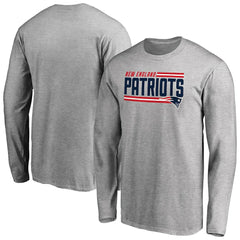 New England Patriots Iconic Collection On Side Stripe Long Sleeve T-Shirt - Ash T-shirts