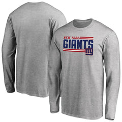 New York Giants Iconic Collection On Side Stripe Long Sleeve T-Shirt - Ash T-shirts