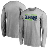 Seattle Seahawks Iconic Collection On Side Stripe Long Sleeve T-Shirt - Ash T-shirts