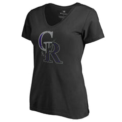 Colorado Rockies Women's X-Ray V-Neck T-Shirt - Black T-shirts