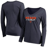 Chicago Bears Women's Iconic Collection Script Assist Long Sleeve V-Neck T-Shirt - Navy T-shirts