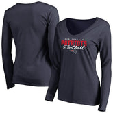 New England Patriots Women's Iconic Collection Script Assist Long Sleeve V-Neck T-Shirt - Navy T-shirts