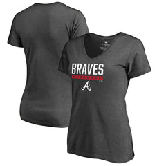 Atlanta Braves Women's Win Stripe V-Neck T-Shirt - Ash T-shirts