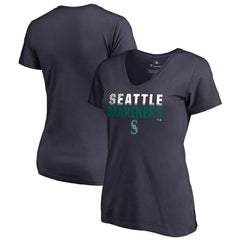 Seattle Mariners Women's Fade Out V-Neck T-Shirt - Navy T-shirts