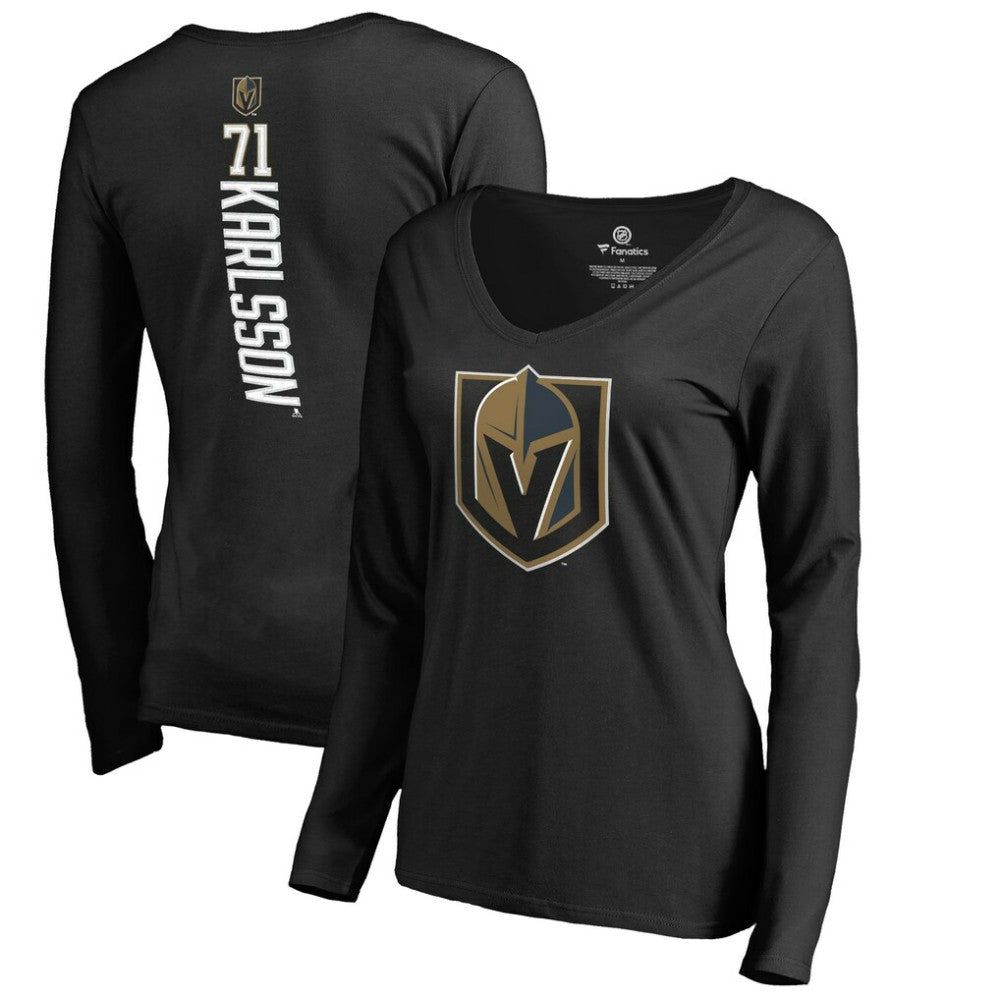 William Karlsson Vegas Golden Knights Women's Backer V-Neck Long Sleeve T-Shirt - Black | US 3043007