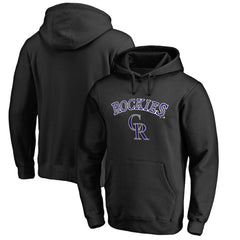 Colorado Rockies Team Lockup Fitted Pullover Hoodie - Black Hoodies