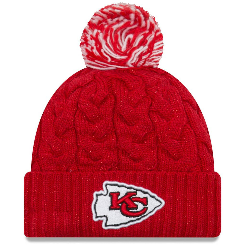 Kansas City Chiefs New Era Women's Cozy Cable Cuffed Knit Hat - Red Hats