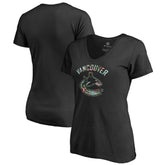 Vancouver Canucks Women's Lovely V-Neck T-Shirt - Black | US 3074464