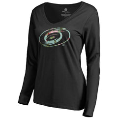Carolina Hurricanes Women's Lovely Long Sleeve V-Neck T-Shirt - Black | US 3074473