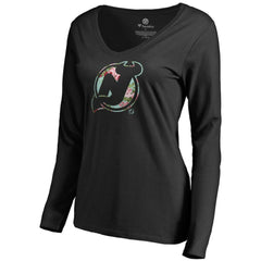 New Jersey Devils Women's Lovely Long Sleeve V-Neck T-Shirt - Black | US 3074485