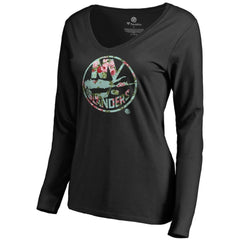 New York Islanders Women's Lovely Long Sleeve V-Neck T-Shirt - Black | US 3074486
