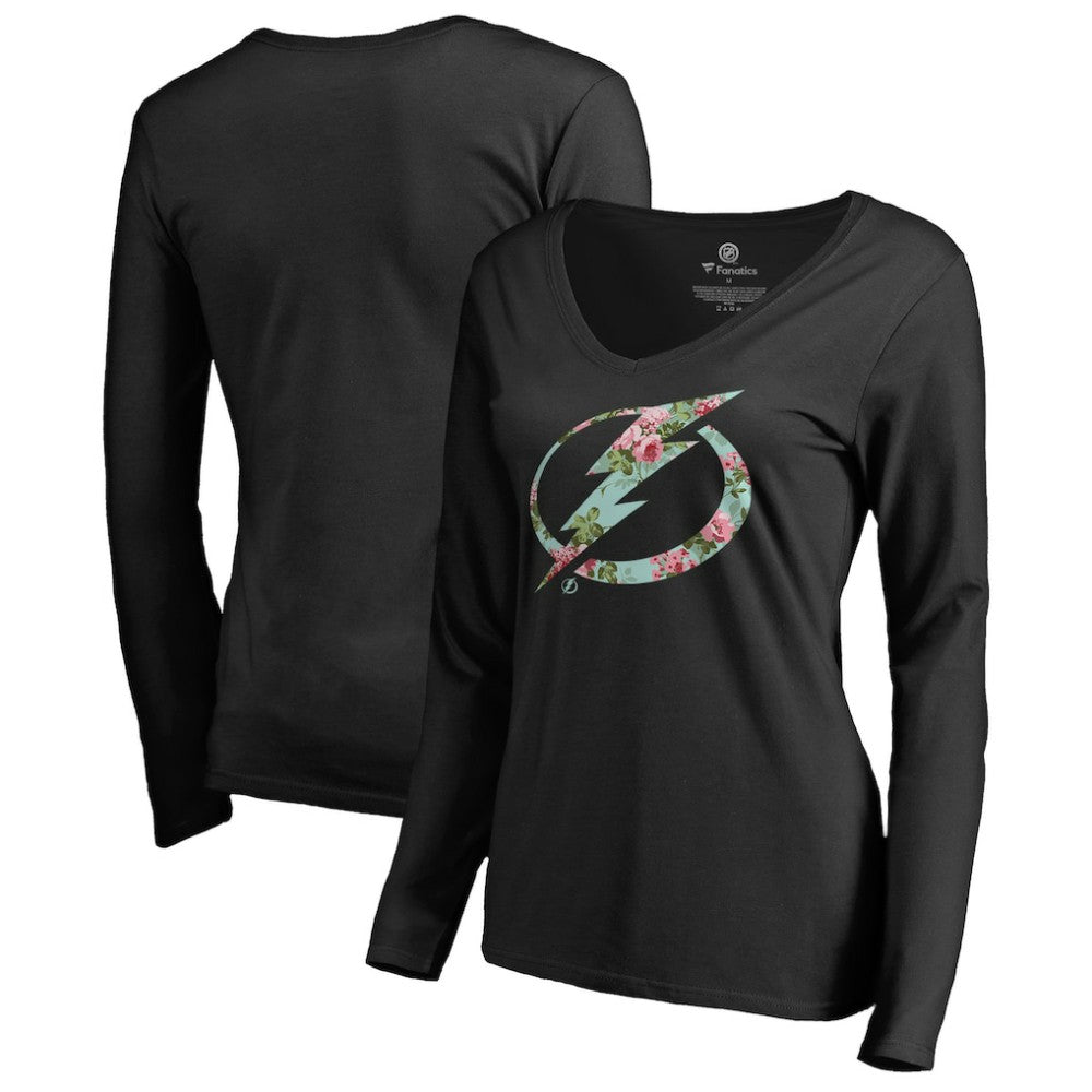 Tampa Bay Lightning Women's Lovely Long Sleeve V-Neck T-Shirt - Black | US 3074493