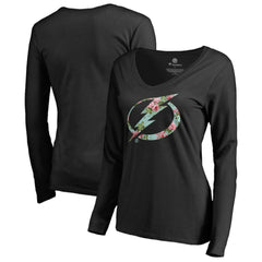 Tampa Bay Lightning Women's Lovely Long Sleeve V-Neck T-Shirt - Black | US 3074493