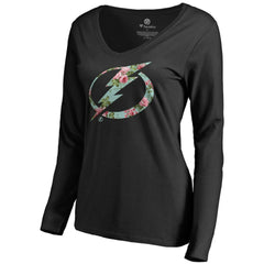 Tampa Bay Lightning Women's Lovely Long Sleeve V-Neck T-Shirt - Black | US 3074493