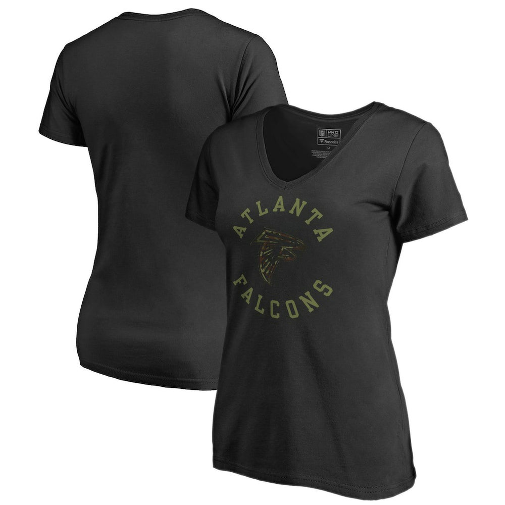 Atlanta Falcons Women's Camo Collection Liberty V-Neck T-Shirt - Black T-shirts