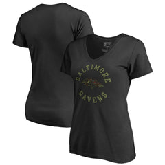 Baltimore Ravens Women's Camo Collection Liberty V-Neck T-Shirt - Black T-shirts