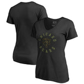 Chicago Bears Women's Camo Collection Liberty V-Neck T-Shirt - Black T-shirts