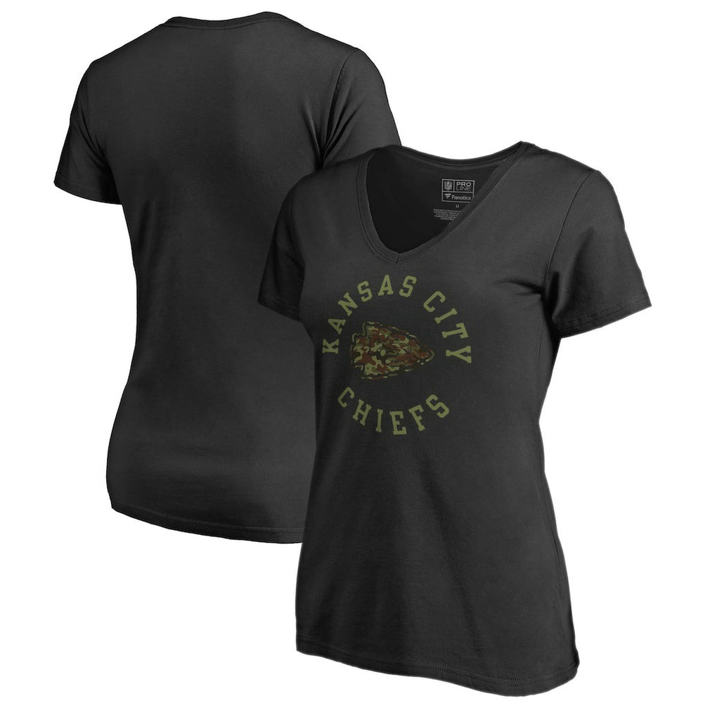 Kansas City Chiefs Women's Camo Collection Liberty V-Neck T-Shirt - Black T-shirts