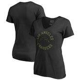 Los Angeles Chargers Women's Camo Collection Liberty V-Neck T-Shirt - Black T-shirts