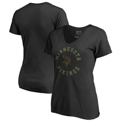 Minnesota Vikings Women's Camo Collection Liberty V-Neck T-Shirt - Black T-shirts