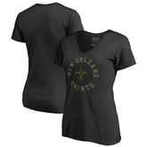 New Orleans Saints Women's Camo Collection Liberty V-Neck T-Shirt - Black T-shirts
