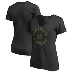Pittsburgh Steelers Women's Camo Collection Liberty V-Neck T-Shirt - Black T-shirts