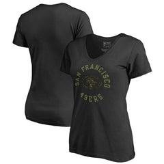 San Francisco 49ers Women's Camo Collection Liberty V-Neck T-Shirt - Black T-shirts