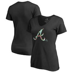 Atlanta Braves Women's Lovely V-Neck T-Shirt - Black T-shirts