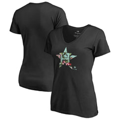 Houston Astros Women's Lovely V-Neck T-Shirt - Black T-shirts