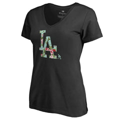 Los Angeles Dodgers Women's Lovely V-Neck T-Shirt - Black T-shirts