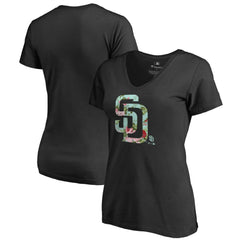 San Diego Padres Women's Lovely V-Neck T-Shirt - Black T-shirts