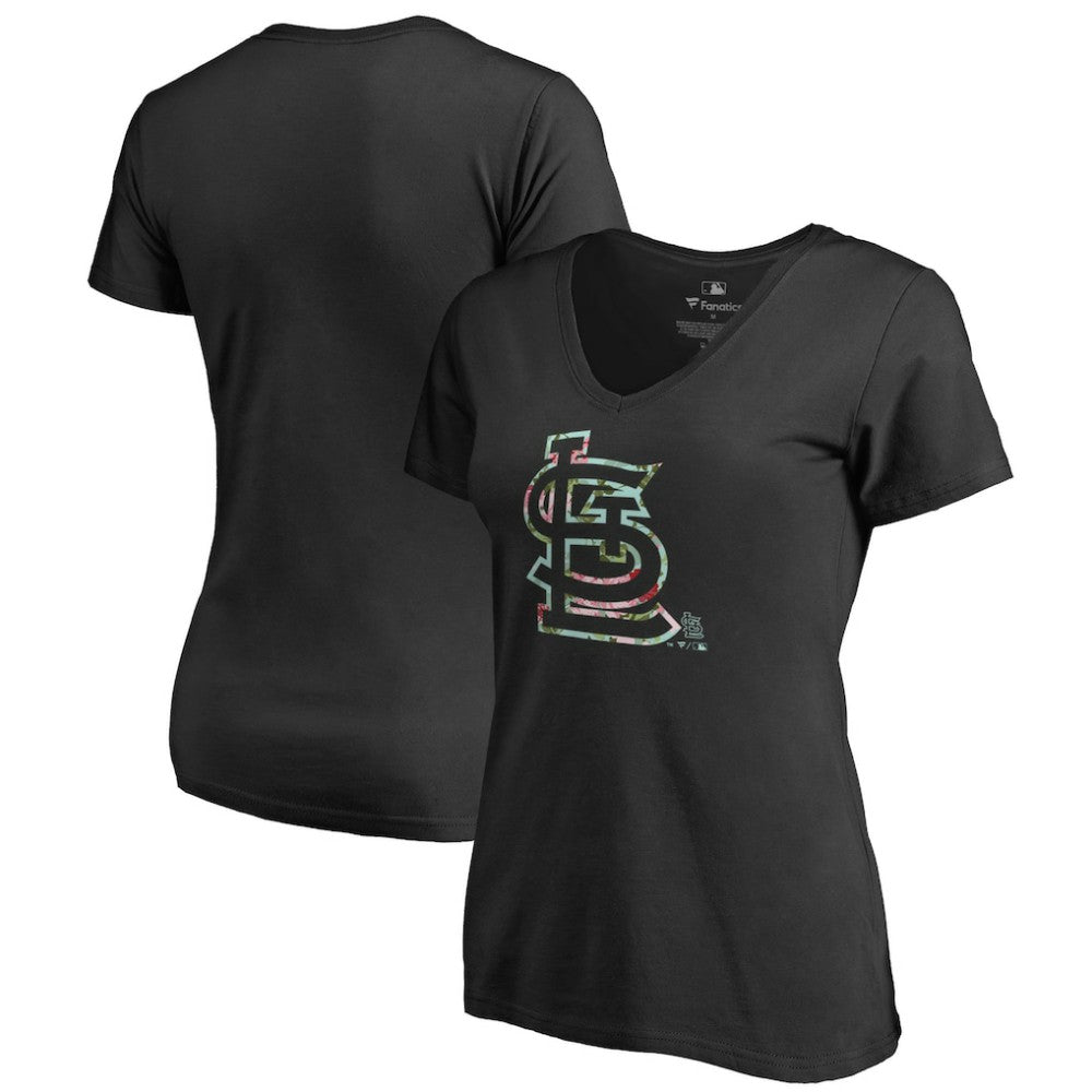 St. Louis Cardinals Women's Lovely V-Neck T-Shirt - Black T-shirts