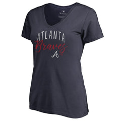 Atlanta Braves Women's Graceful V-Neck T-Shirt - Navy T-shirts
