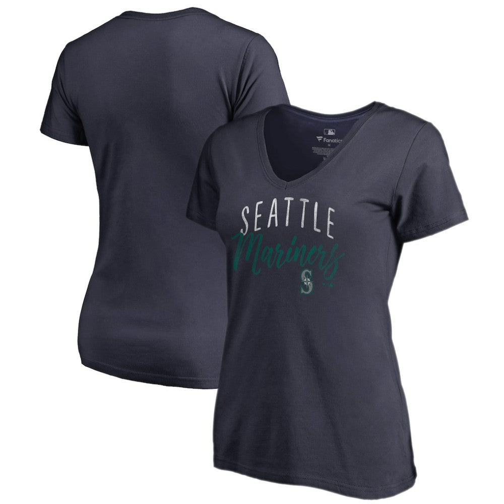Seattle Mariners Women's Graceful V-Neck T-Shirt - Navy T-shirts