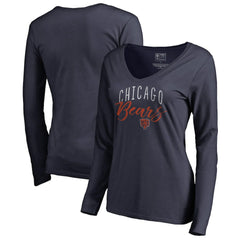 Chicago Bears Women's Graceful Long Sleeve V-Neck T-Shirt - Navy T-shirts